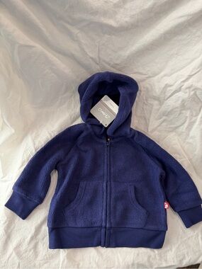 NWT Zutano Navy Blue Cozie fleece Zip Hoodie for baby- 6 months